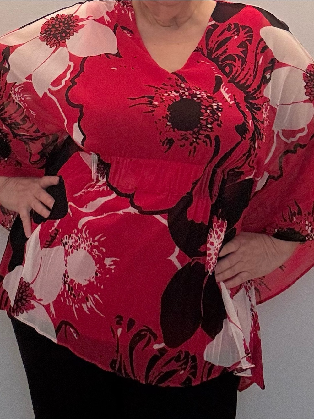 Alfani Red Floral V-Neck Tunic
